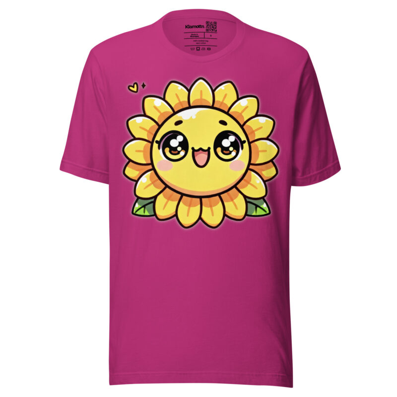 Kawaii Sonnenblume mit großen Glubschaugen Unisex-T-Shirt