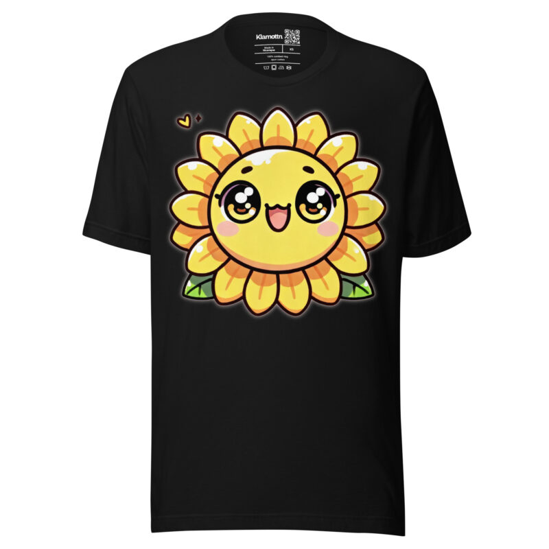 Kawaii Sonnenblume mit großen Glubschaugen Unisex-T-Shirt