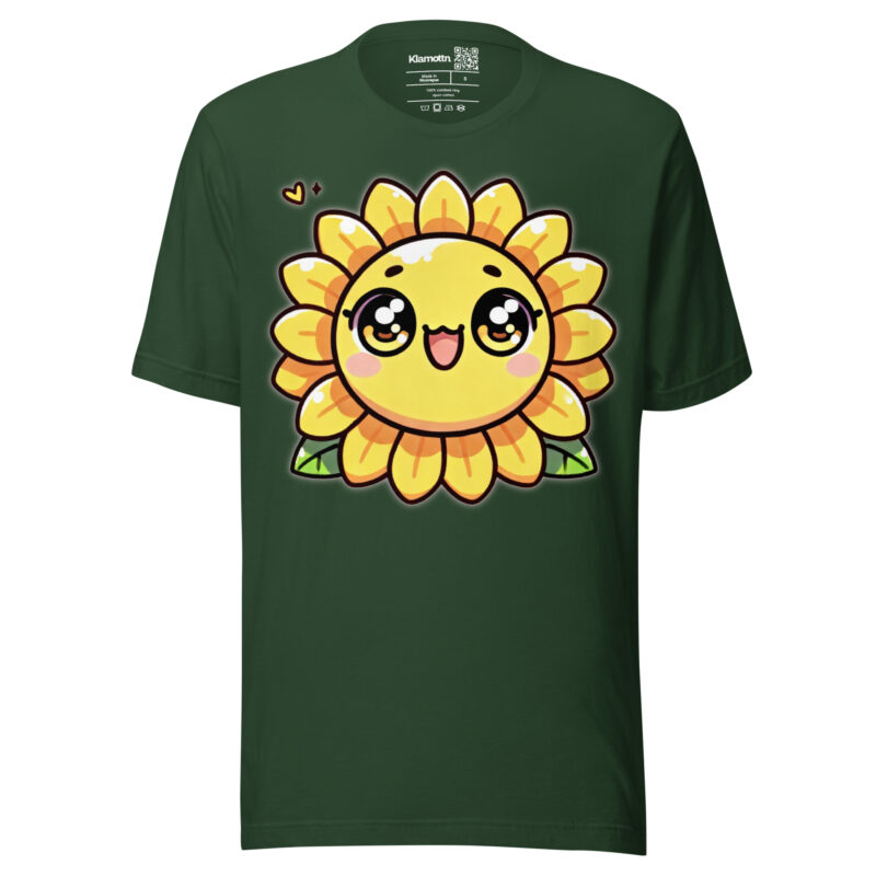 Kawaii Sonnenblume mit großen Glubschaugen Unisex-T-Shirt