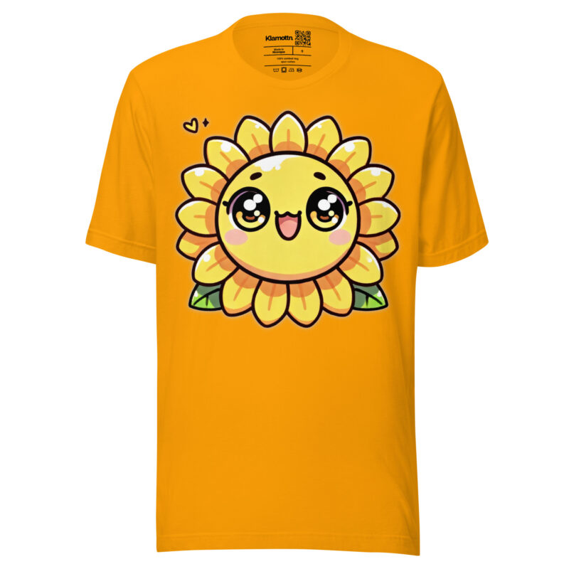 Kawaii Sonnenblume mit großen Glubschaugen Unisex-T-Shirt