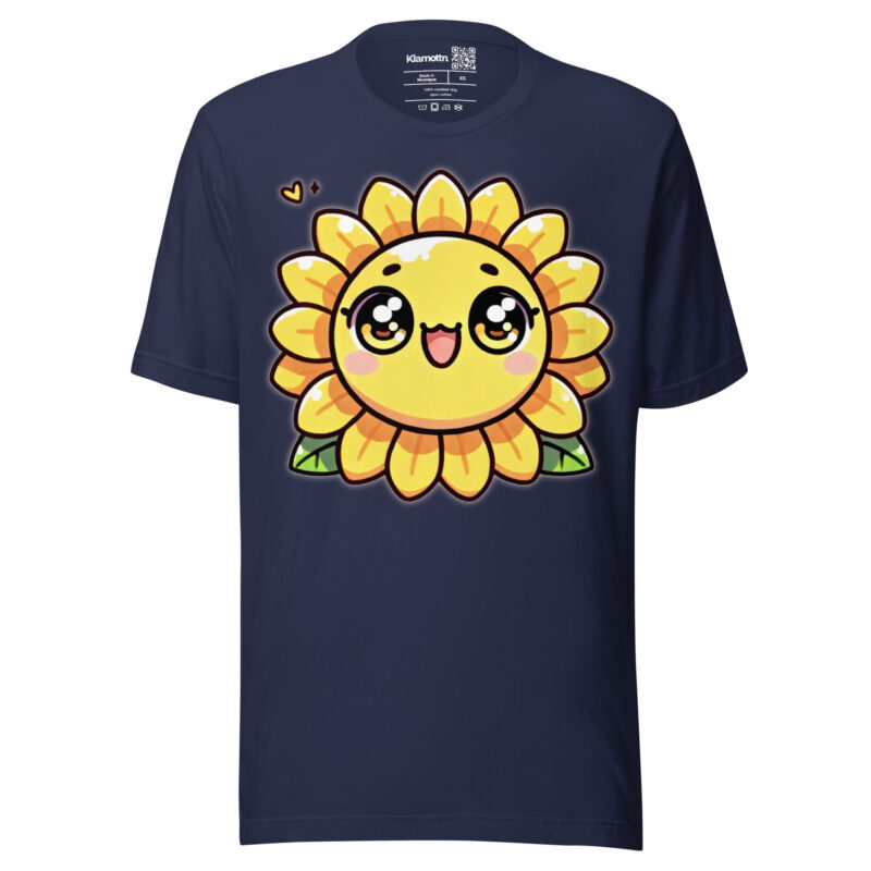 Kawaii Sonnenblume mit großen Glubschaugen Unisex-T-Shirt