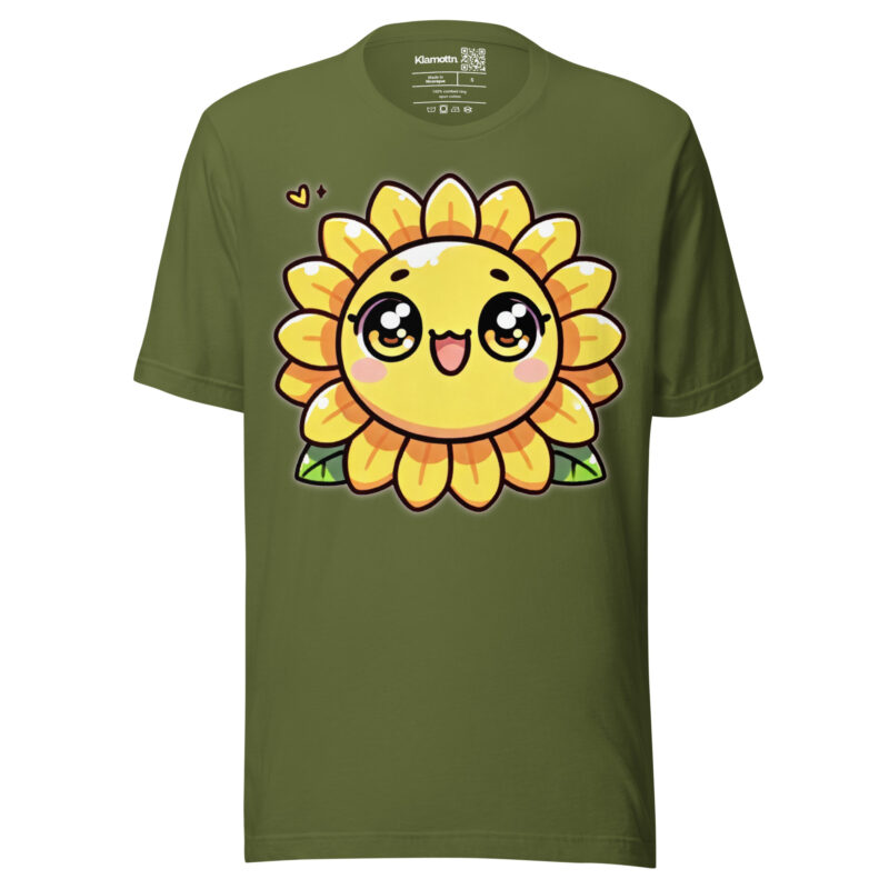 Kawaii Sonnenblume mit großen Glubschaugen Unisex-T-Shirt
