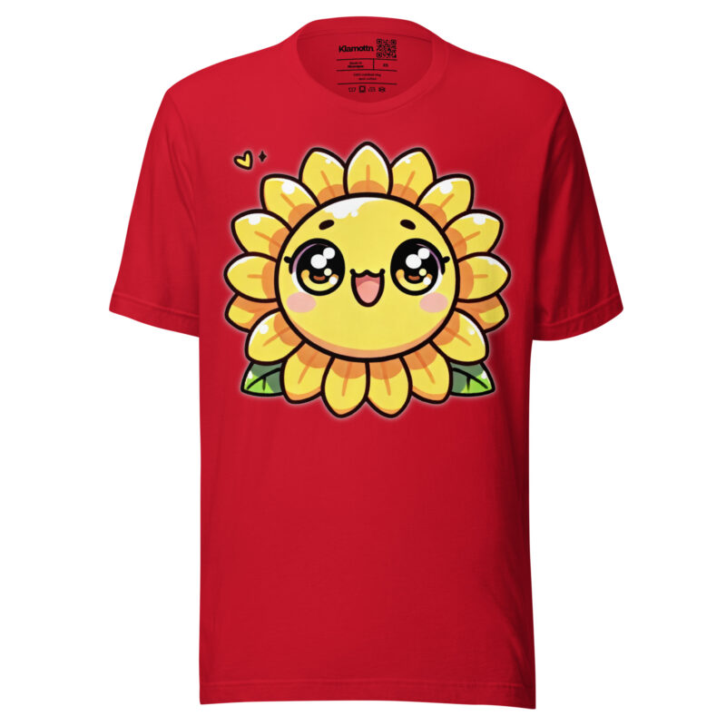 Kawaii Sonnenblume mit großen Glubschaugen Unisex-T-Shirt