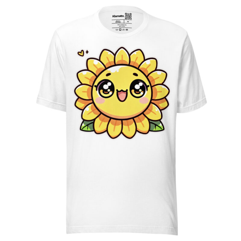 Kawaii Sonnenblume mit großen Glubschaugen Unisex-T-Shirt