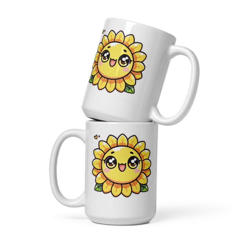Kawaii Sonnenblume mit großen Glubschaugen Tasse