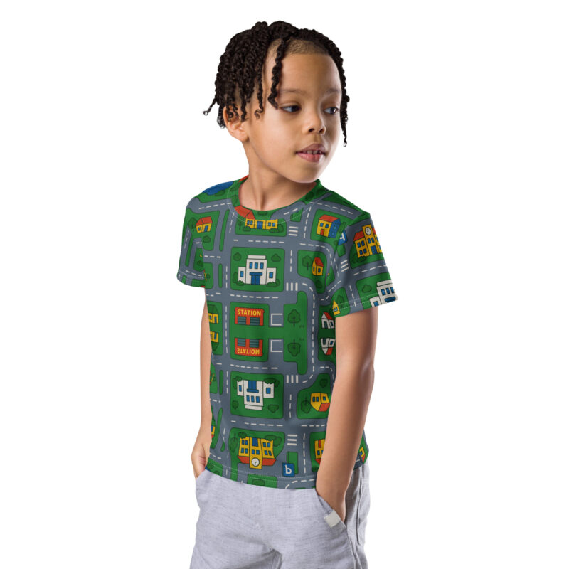 90er DDR Straßen Spielteppich Unisex-T-Shirt mit Rundhalsausschnitt für Kinder – T-Shirts – klamottn.de