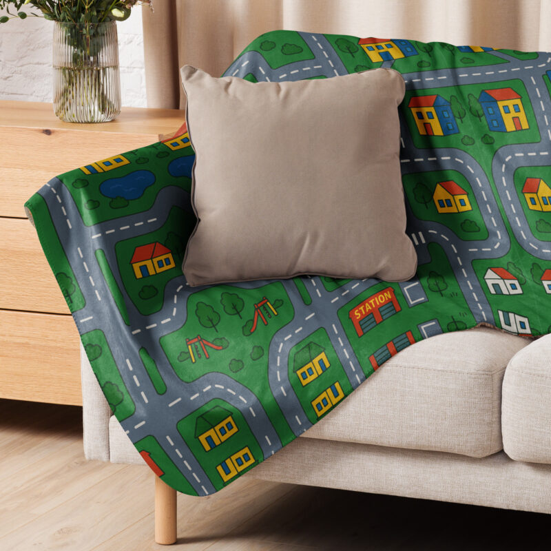 90er DDR Straßen Spielteppich Sherpa-Decke – Home & Living – klamottn.de