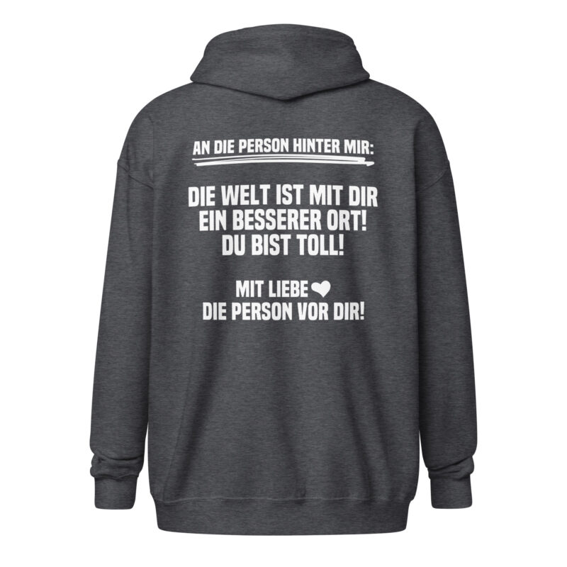 An die Person hinter mir Unisex-Zip-Hoodie – Jacken – klamottn.de