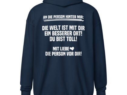 An die Person hinter mir Unisex-Zip-Hoodie – Zip Hoodies – klamottn.de An die Person hinter mir Unisex-Zip-Hoodie – Zip Hoodies – klamottn.de