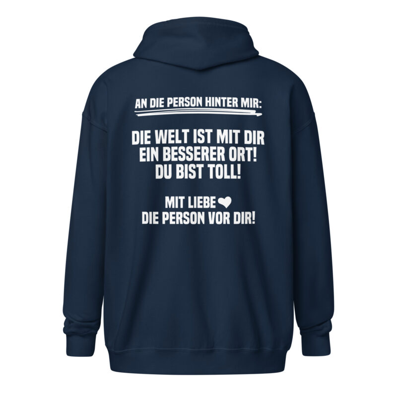 An die Person hinter mir Unisex-Zip-Hoodie – Jacken – klamottn.de