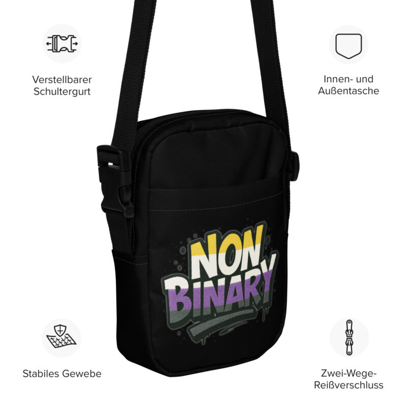 Nonbinary Pride Graffiti Umhängetasche – Accessoires – klamottn.de