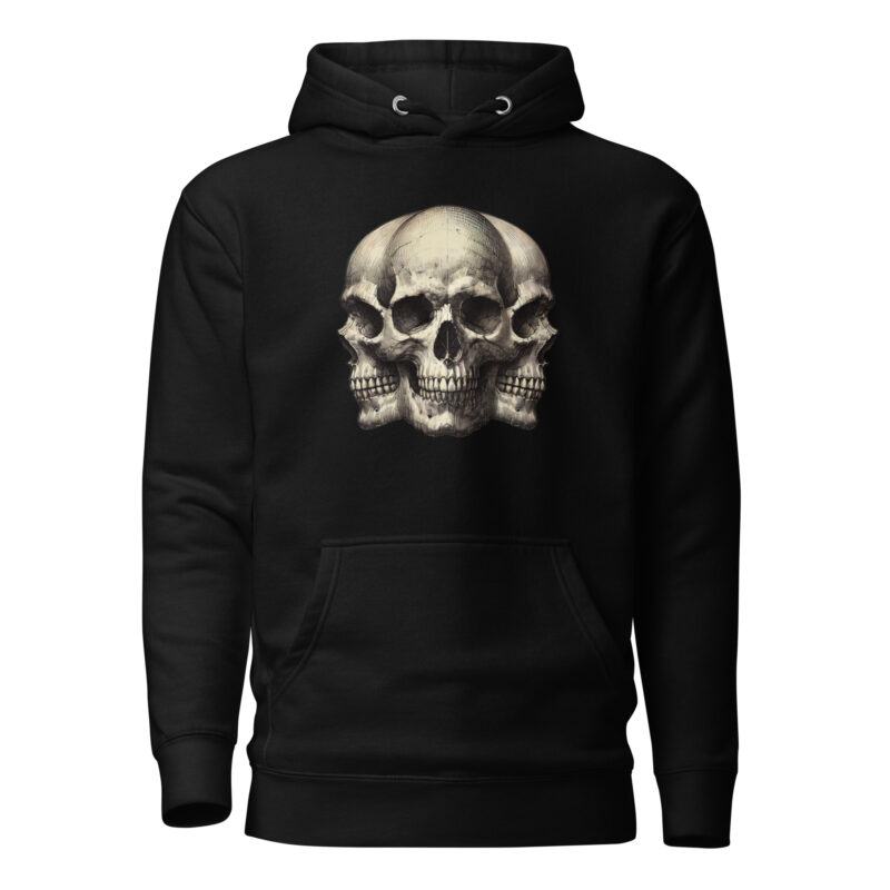 Dreifacher Totenschädel Unisex-Kapuzenpullover – Hoodies – klamottn.de