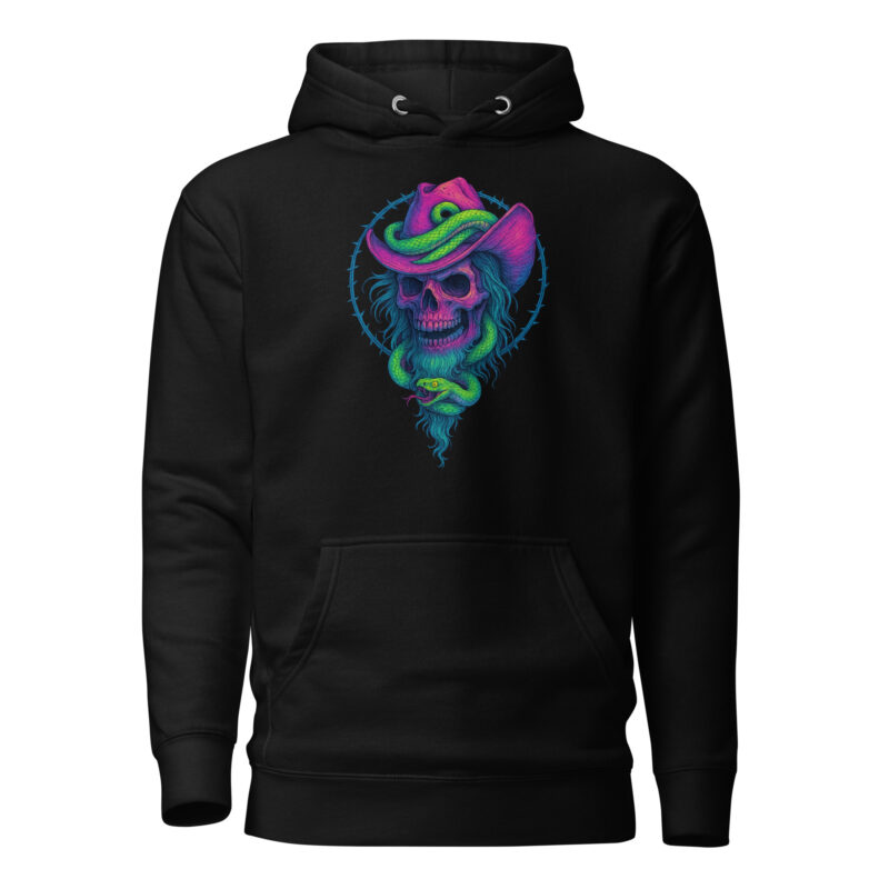 Schädelcowboy mit Schlange Unisex-Kapuzenpullover – Hoodies – klamottn.de