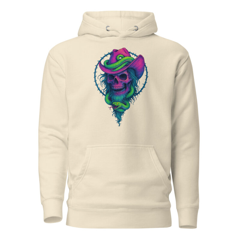 Schädelcowboy mit Schlange Unisex-Kapuzenpullover – Hoodies – klamottn.de