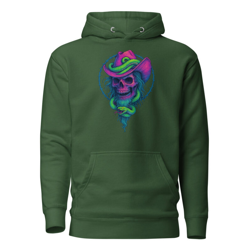 Schädelcowboy mit Schlange Unisex-Kapuzenpullover – Hoodies – klamottn.de