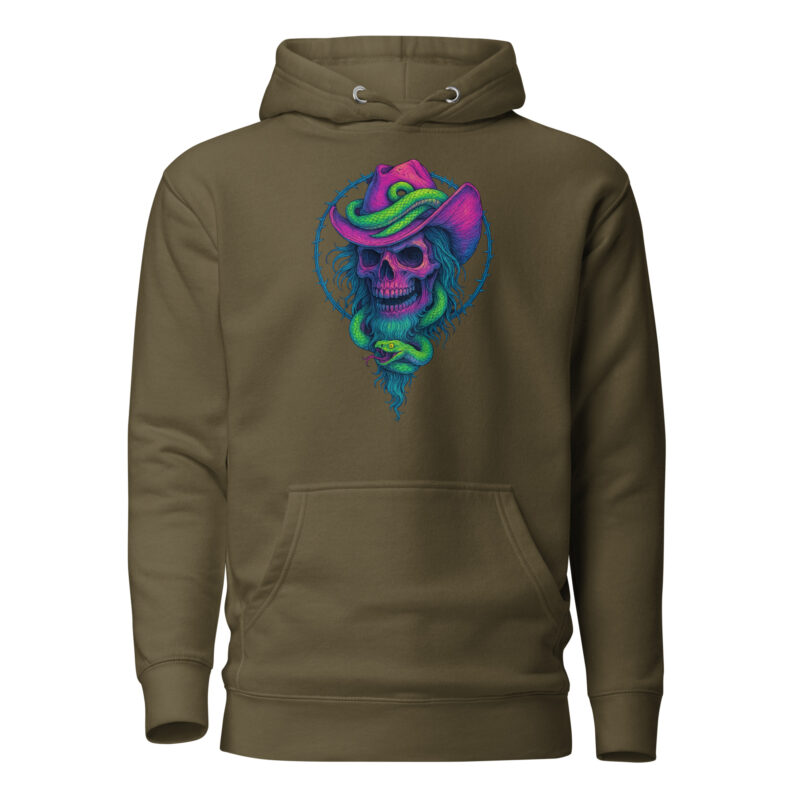 Schädelcowboy mit Schlange Unisex-Kapuzenpullover – Hoodies – klamottn.de