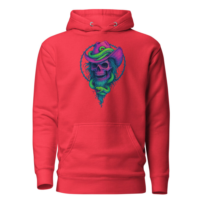 Schädelcowboy mit Schlange Unisex-Kapuzenpullover – Hoodies – klamottn.de