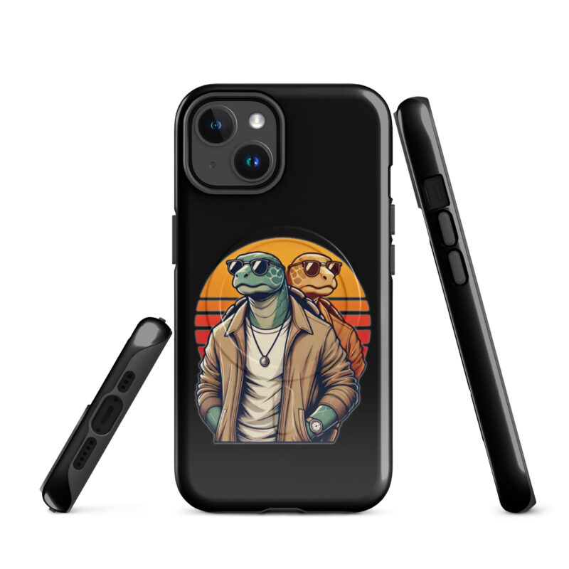 Schildkröten im Retro-Sunset-Style Hardcase iPhone®-Hülle mit MagSafe® – Accessoires – klamottn.de