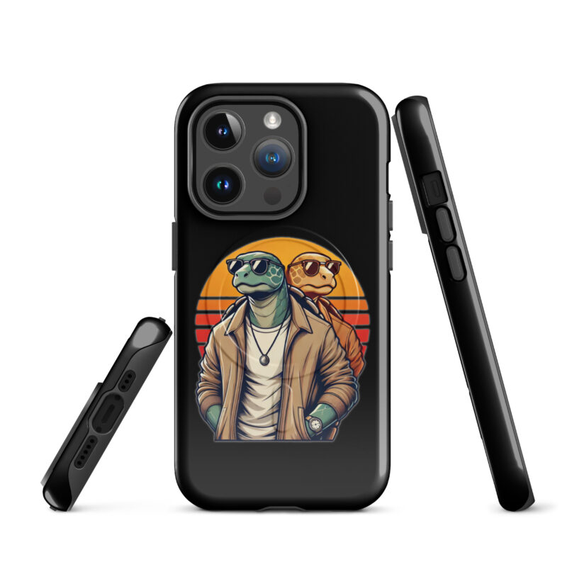 Schildkröten im Retro-Sunset-Style Hardcase iPhone®-Hülle mit MagSafe® – Accessoires – klamottn.de