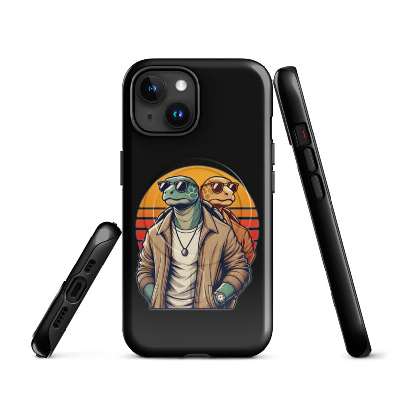 Schildkröten im Retro-Sunset-Style Hardcase iPhone®-Hülle mit MagSafe® – Accessoires – klamottn.de
