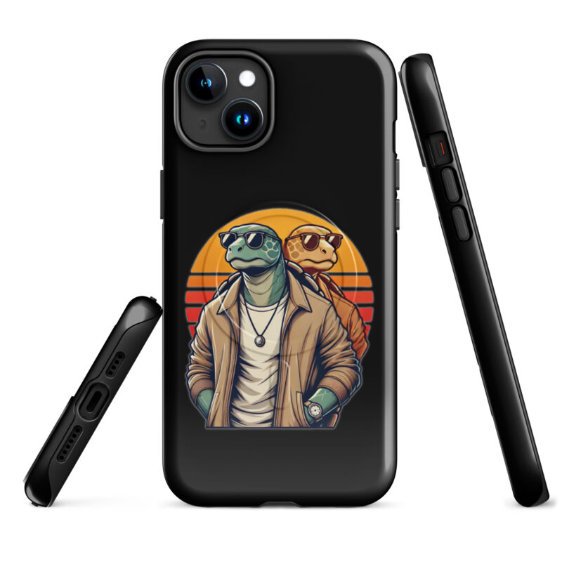 Schildkröten im Retro-Sunset-Style Hardcase iPhone®-Hülle mit MagSafe® – Accessoires – klamottn.de