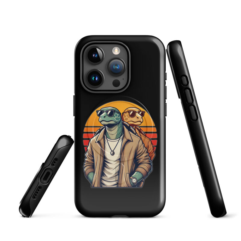 Schildkröten im Retro-Sunset-Style Hardcase iPhone®-Hülle mit MagSafe® – Accessoires – klamottn.de