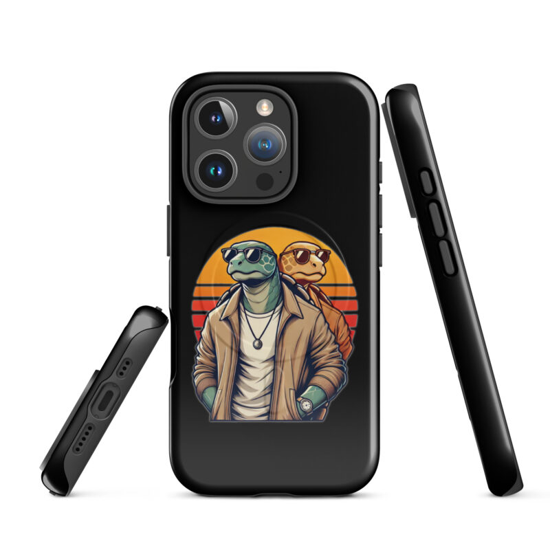 Schildkröten im Retro-Sunset-Style Hardcase iPhone®-Hülle mit MagSafe® – Accessoires – klamottn.de