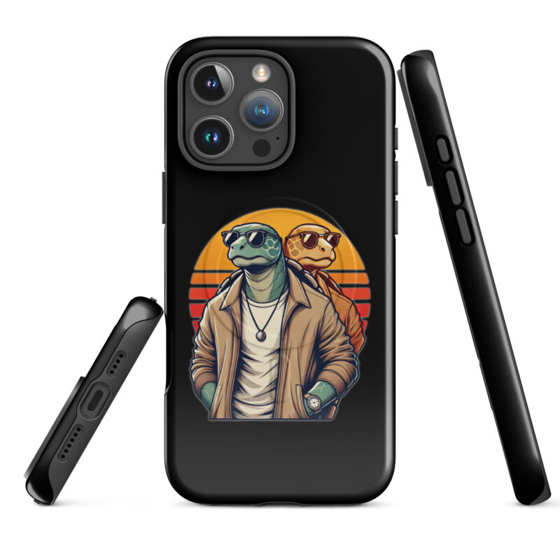 Schildkröten im Retro-Sunset-Style Hardcase iPhone®-Hülle mit MagSafe® – Accessoires – klamottn.de