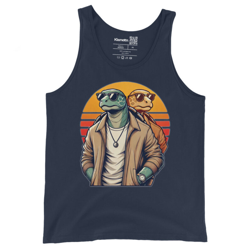 Schildkröten im Retro-Sunset-Style Unisex-Tank-Top – Tank Tops – klamottn.de