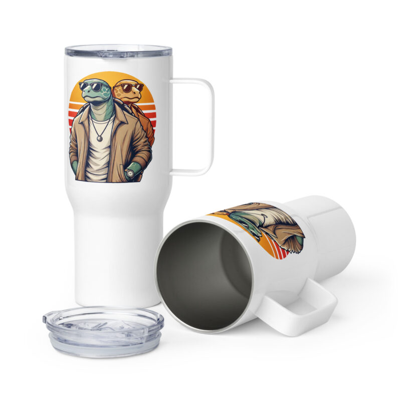 Schildkröten im Retro-Sunset-Style Thermobecher – Accessoires – klamottn.de