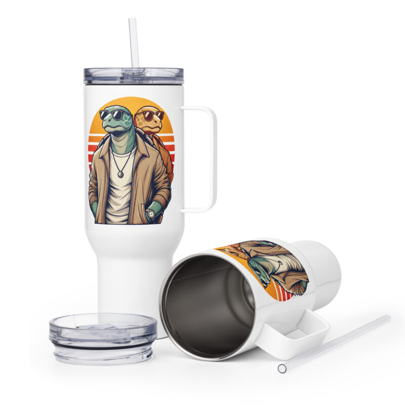 Schildkröten im Retro-Sunset-Style Thermobecher – Accessoires – klamottn.de