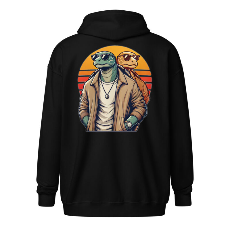 Schildkröten im Retro-Sunset-Style Unisex Heavy-Blend Zip Hoodie – Jacken – klamottn.de