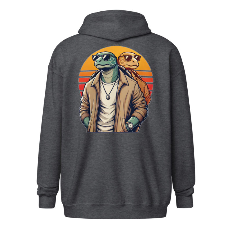 Schildkröten im Retro-Sunset-Style Unisex Heavy-Blend Zip Hoodie – Jacken – klamottn.de
