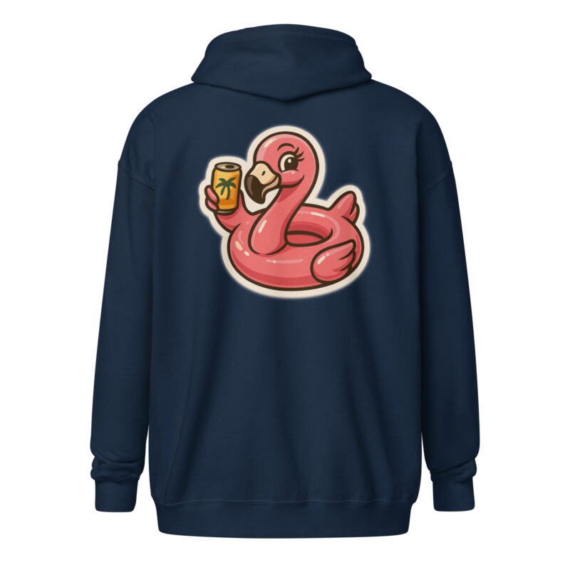 Flamingo mit Sommerdrink Unisex Heavy-Blend Zip Hoodie – Jacken – klamottn.de