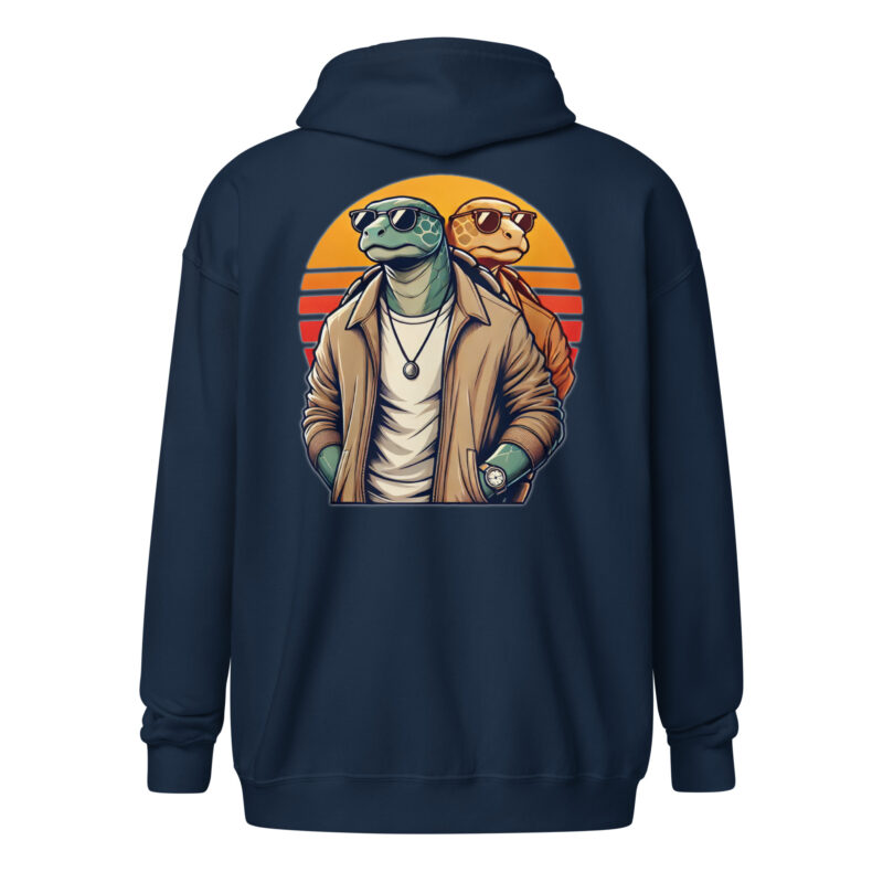 Schildkröten im Retro-Sunset-Style Unisex Heavy-Blend Zip Hoodie – Jacken – klamottn.de