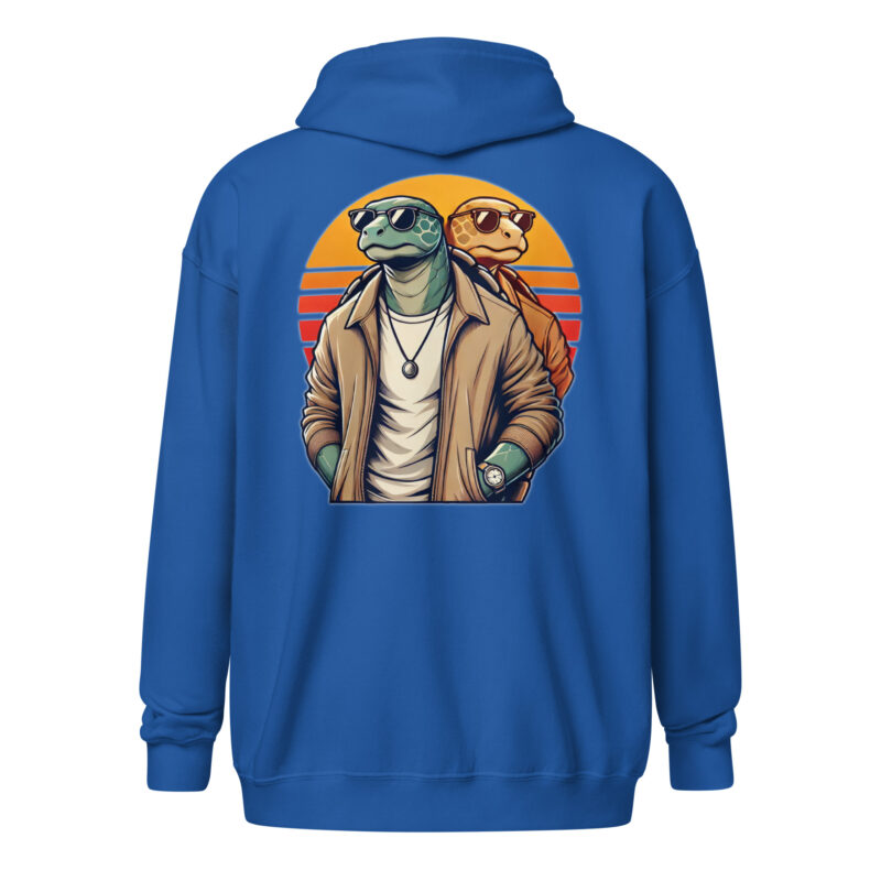 Schildkröten im Retro-Sunset-Style Unisex Heavy-Blend Zip Hoodie – Jacken – klamottn.de
