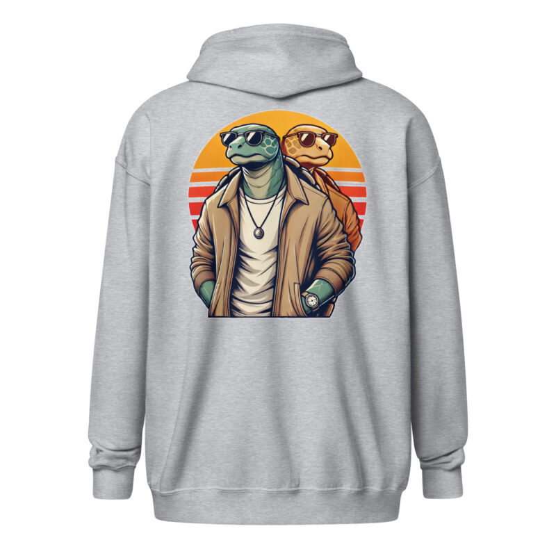 Schildkröten im Retro-Sunset-Style Unisex Heavy-Blend Zip Hoodie – Jacken – klamottn.de