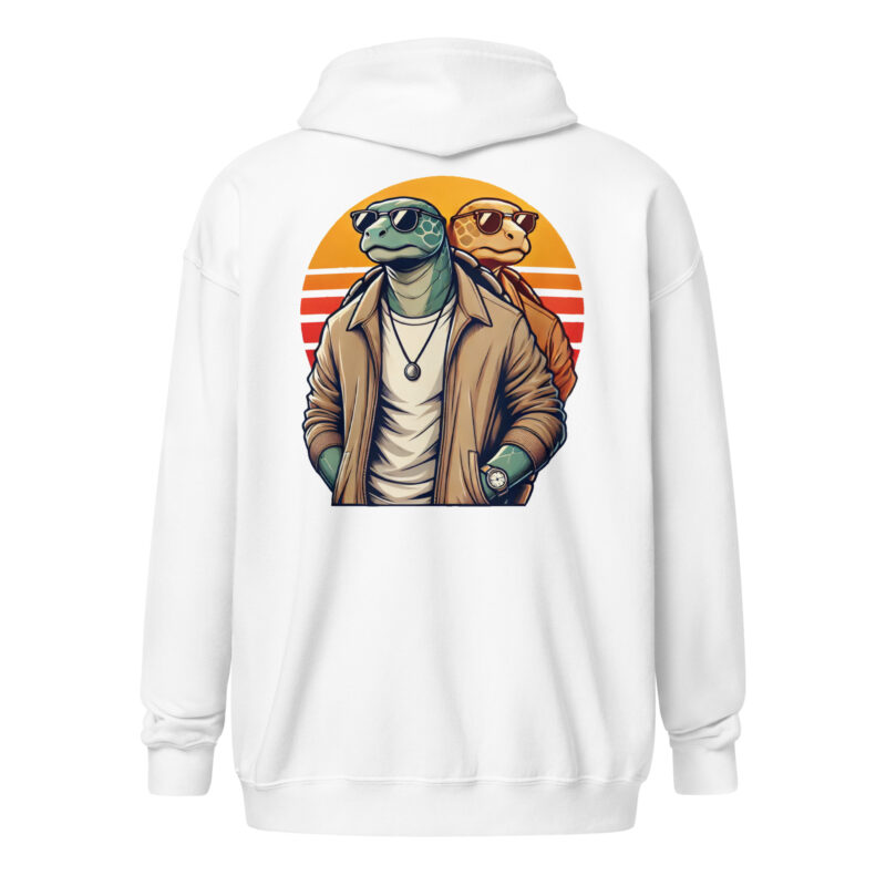 Schildkröten im Retro-Sunset-Style Unisex Heavy-Blend Zip Hoodie – Jacken – klamottn.de