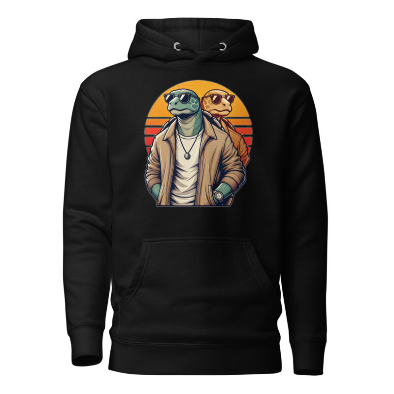 Schildkröten im Retro-Sunset-Style Unisex-Kapuzenpullover – Hoodies – klamottn.de