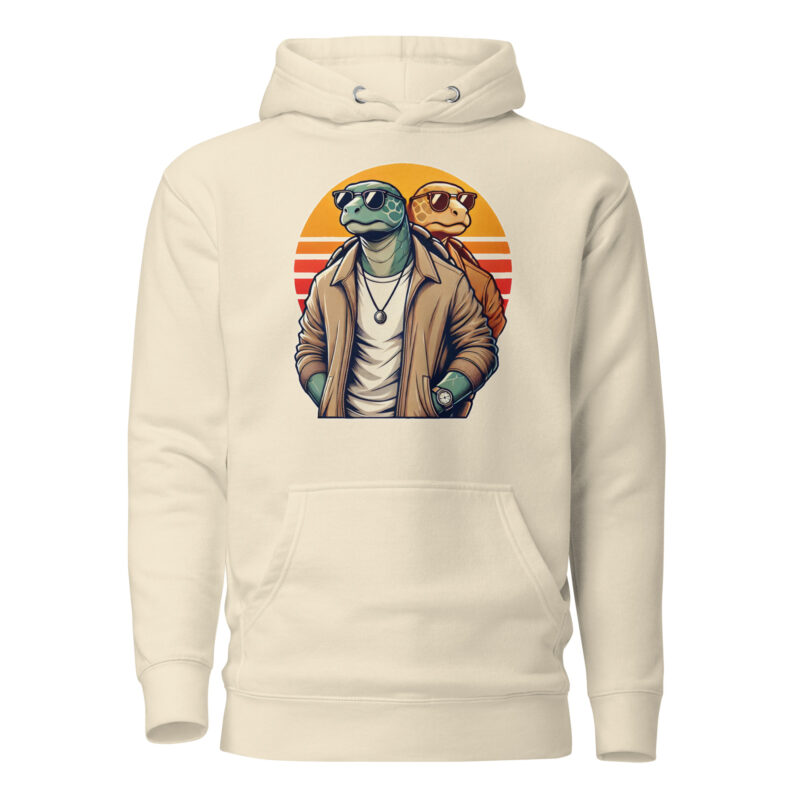 Schildkröten im Retro-Sunset-Style Unisex-Kapuzenpullover – Hoodies – klamottn.de