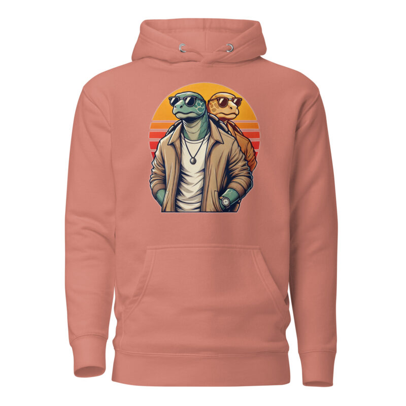 Schildkröten im Retro-Sunset-Style Unisex-Kapuzenpullover – Hoodies – klamottn.de