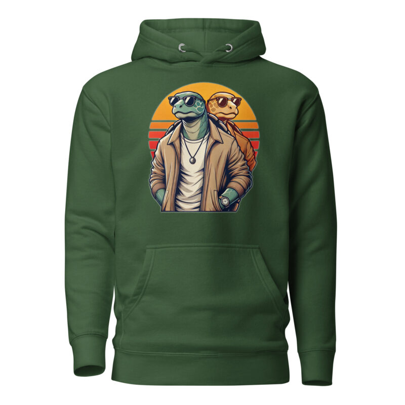 Schildkröten im Retro-Sunset-Style Unisex-Kapuzenpullover – Hoodies – klamottn.de