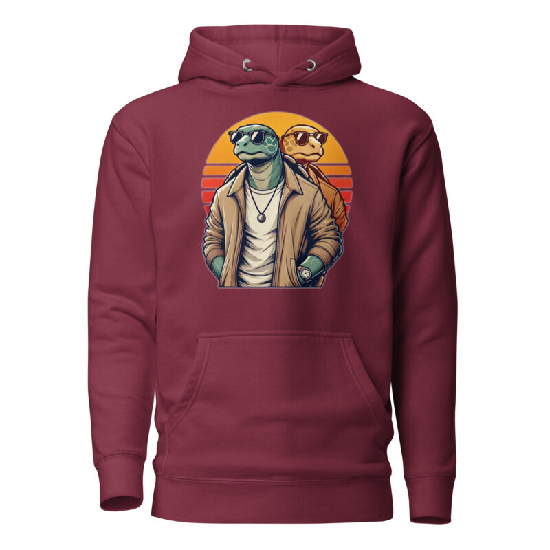 Schildkröten im Retro-Sunset-Style Unisex-Kapuzenpullover – Hoodies – klamottn.de