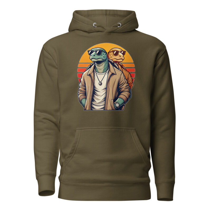 Schildkröten im Retro-Sunset-Style Unisex-Kapuzenpullover – Hoodies – klamottn.de
