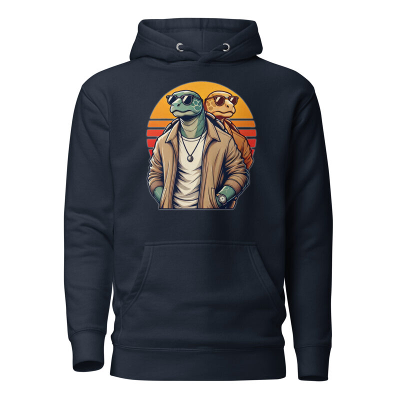 Schildkröten im Retro-Sunset-Style Unisex-Kapuzenpullover – Hoodies – klamottn.de