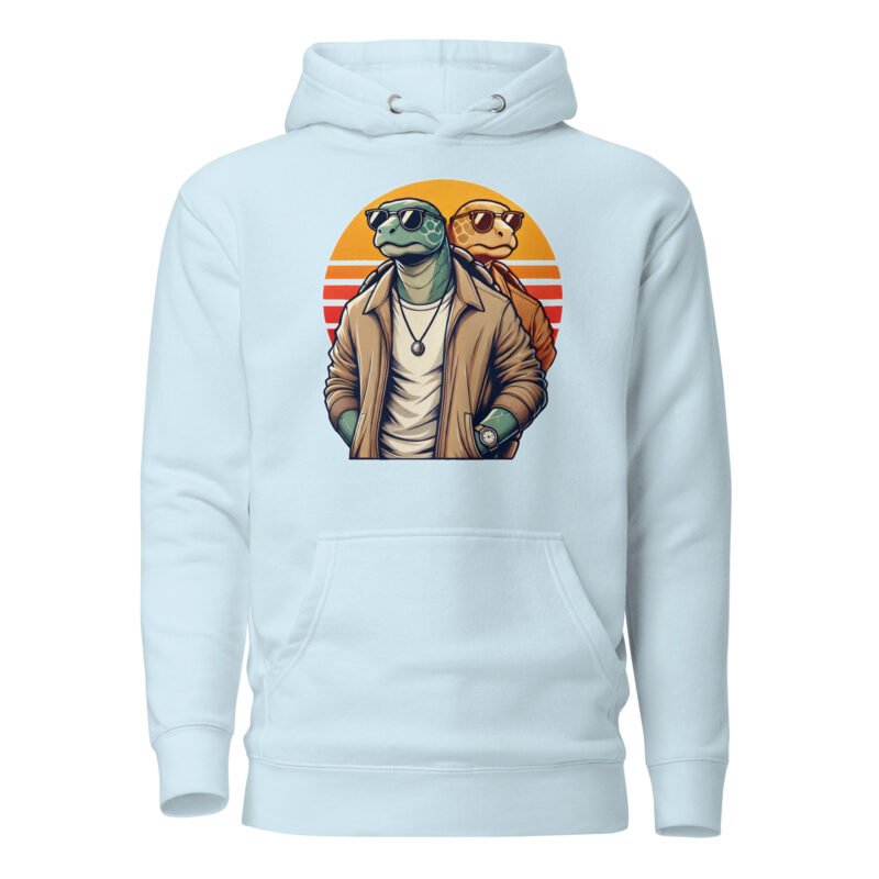 Schildkröten im Retro-Sunset-Style Unisex-Kapuzenpullover – Hoodies – klamottn.de