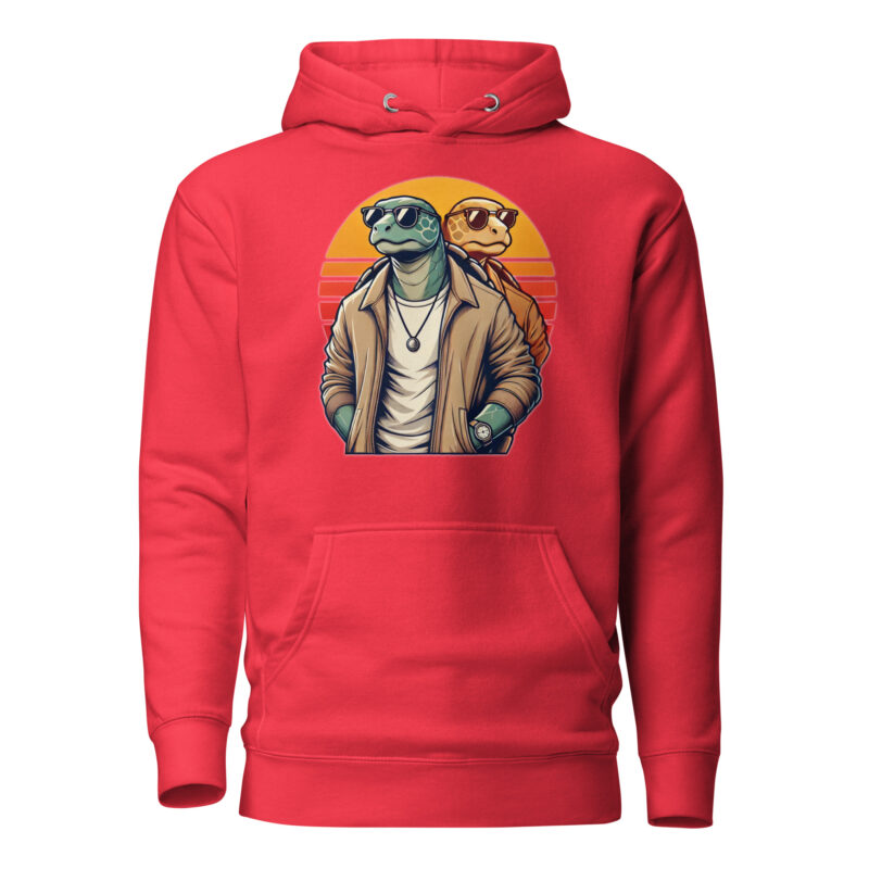Schildkröten im Retro-Sunset-Style Unisex-Kapuzenpullover – Hoodies – klamottn.de