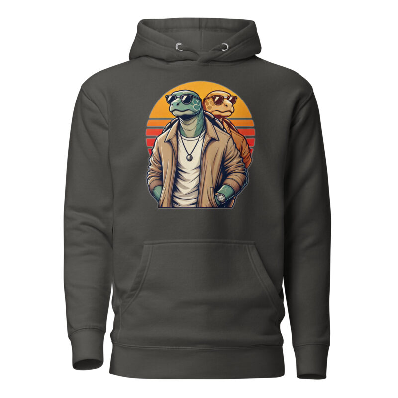 Schildkröten im Retro-Sunset-Style Unisex-Kapuzenpullover – Hoodies – klamottn.de