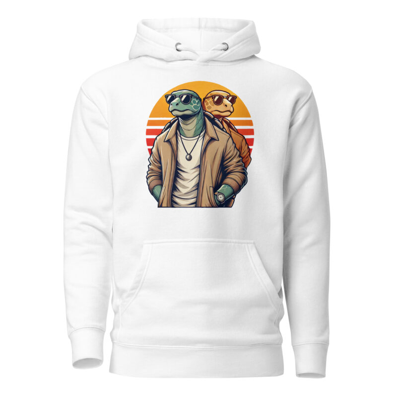 Schildkröten im Retro-Sunset-Style Unisex-Kapuzenpullover – Hoodies – klamottn.de