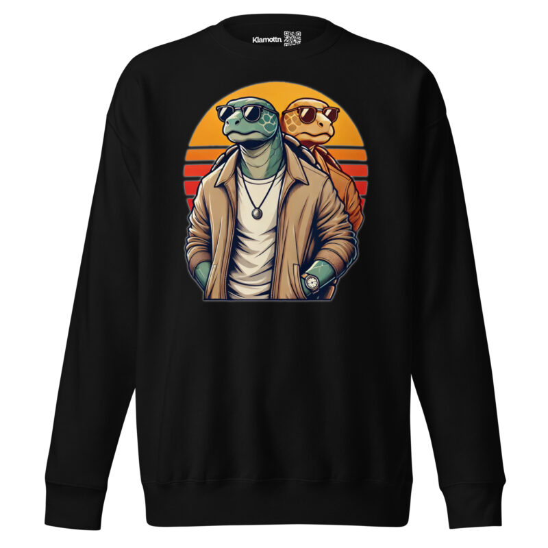 Schildkröten im Retro-Sunset-Style Unisex-Premium-Pullover – Sweatshirts – klamottn.de